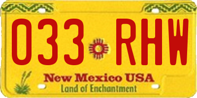 NM license plate 033RHW