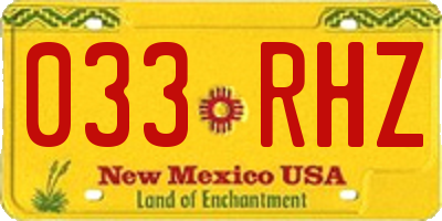 NM license plate 033RHZ
