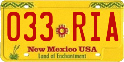 NM license plate 033RIA