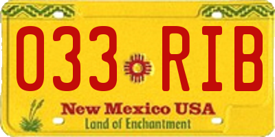 NM license plate 033RIB