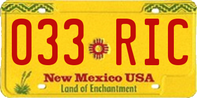 NM license plate 033RIC