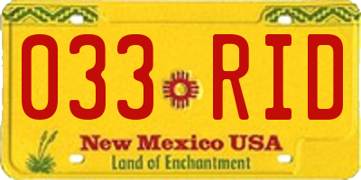 NM license plate 033RID