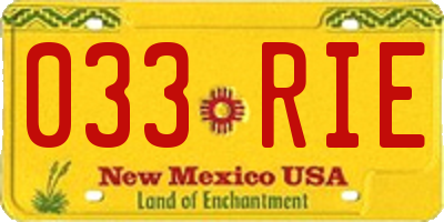 NM license plate 033RIE