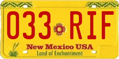 NM license plate 033RIF