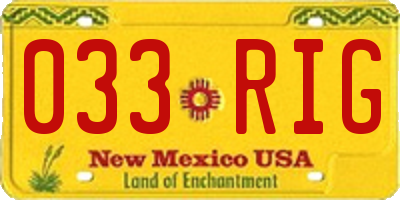 NM license plate 033RIG