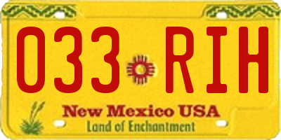 NM license plate 033RIH