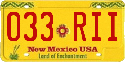 NM license plate 033RII