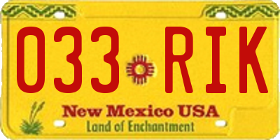 NM license plate 033RIK