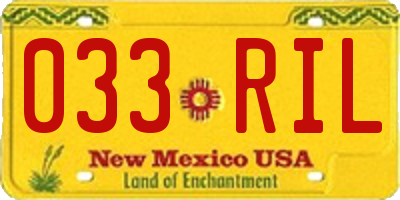 NM license plate 033RIL