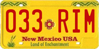NM license plate 033RIM