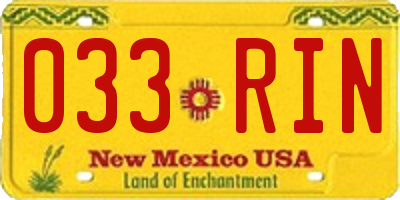 NM license plate 033RIN