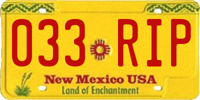 NM license plate 033RIP