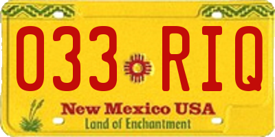 NM license plate 033RIQ