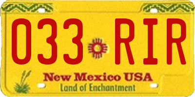 NM license plate 033RIR