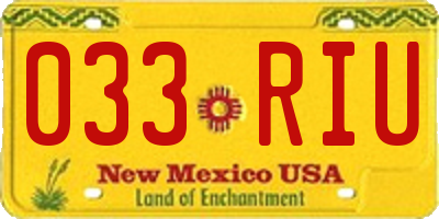 NM license plate 033RIU