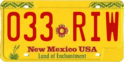 NM license plate 033RIW