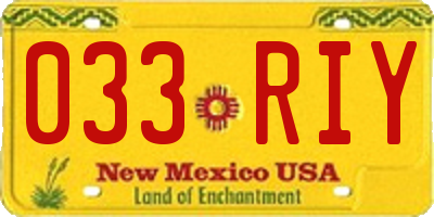 NM license plate 033RIY