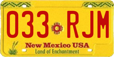 NM license plate 033RJM