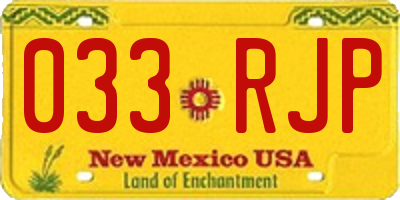 NM license plate 033RJP