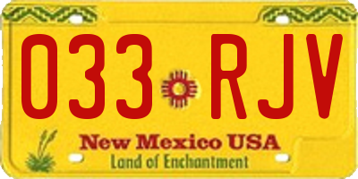 NM license plate 033RJV