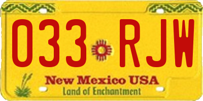 NM license plate 033RJW