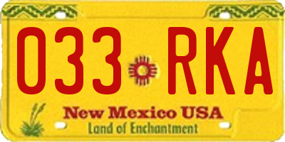 NM license plate 033RKA