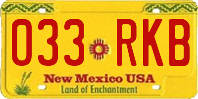 NM license plate 033RKB