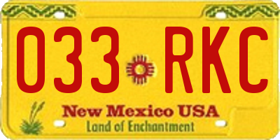 NM license plate 033RKC