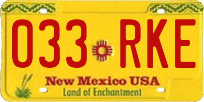 NM license plate 033RKE