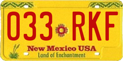 NM license plate 033RKF