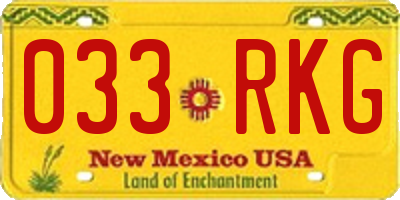 NM license plate 033RKG