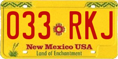 NM license plate 033RKJ
