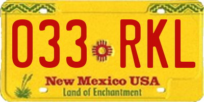 NM license plate 033RKL