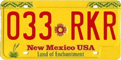 NM license plate 033RKR