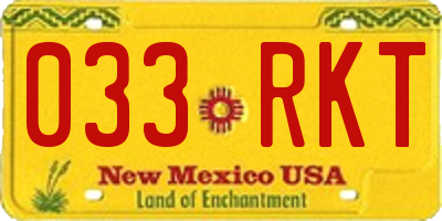 NM license plate 033RKT