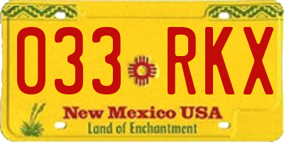 NM license plate 033RKX