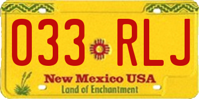 NM license plate 033RLJ