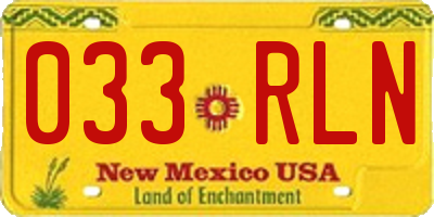 NM license plate 033RLN