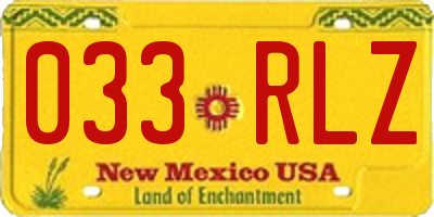 NM license plate 033RLZ
