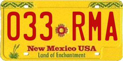 NM license plate 033RMA