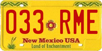 NM license plate 033RME