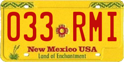 NM license plate 033RMI