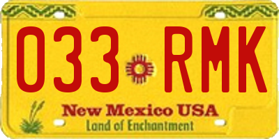 NM license plate 033RMK