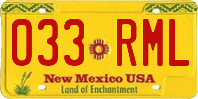 NM license plate 033RML