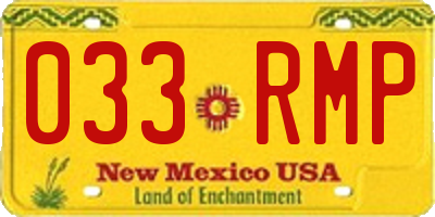 NM license plate 033RMP