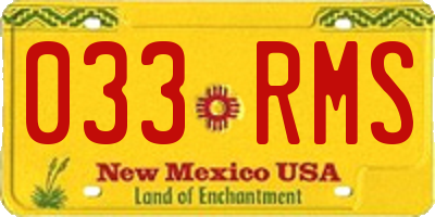 NM license plate 033RMS
