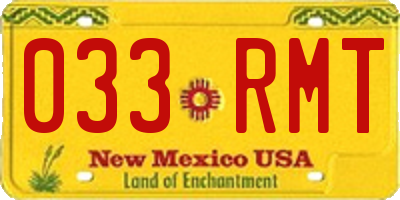 NM license plate 033RMT