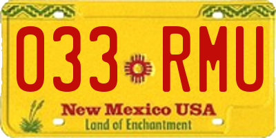 NM license plate 033RMU