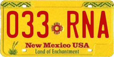 NM license plate 033RNA