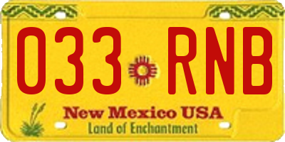 NM license plate 033RNB